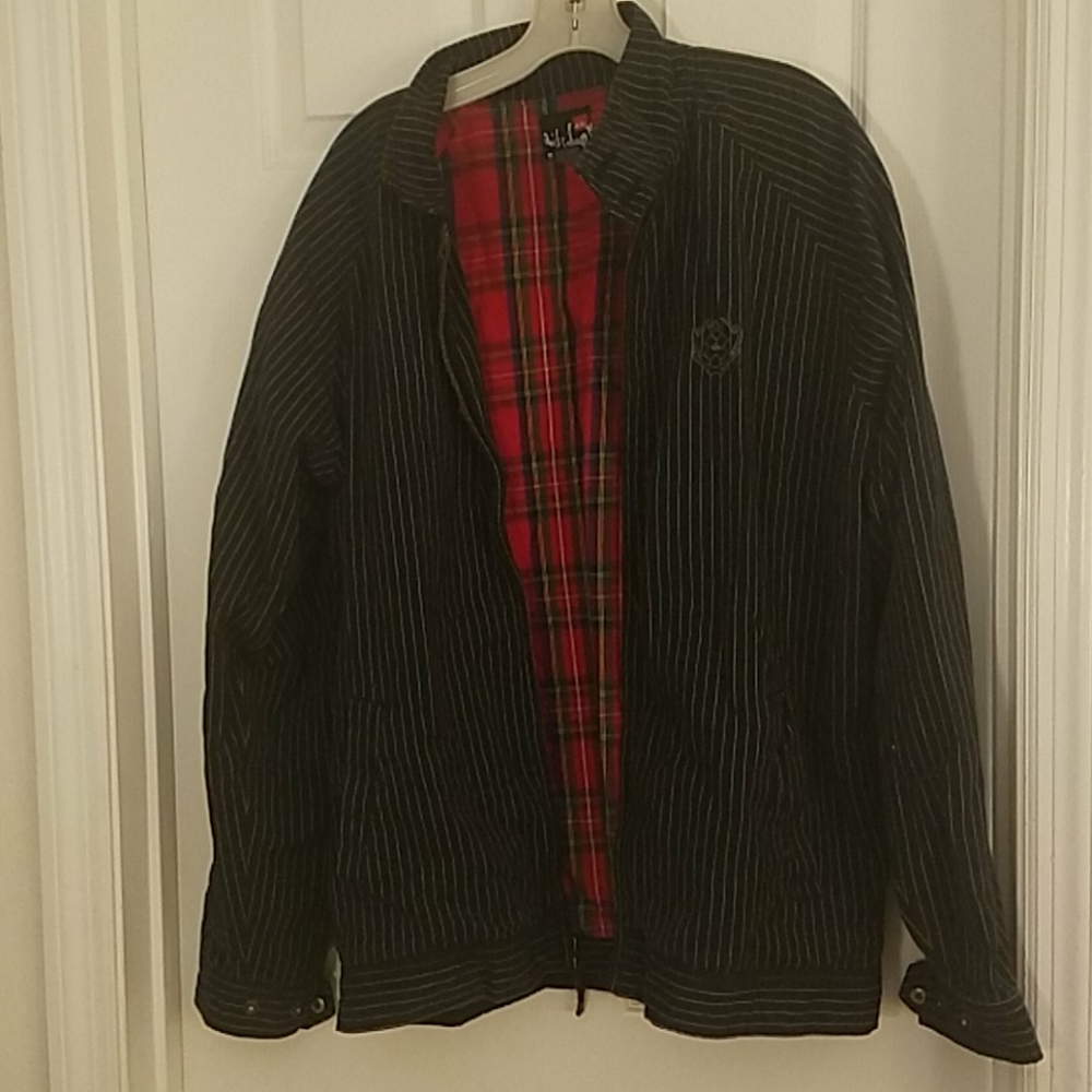 Quiksilver Pinstripe and Plaid Zip Up Jacket